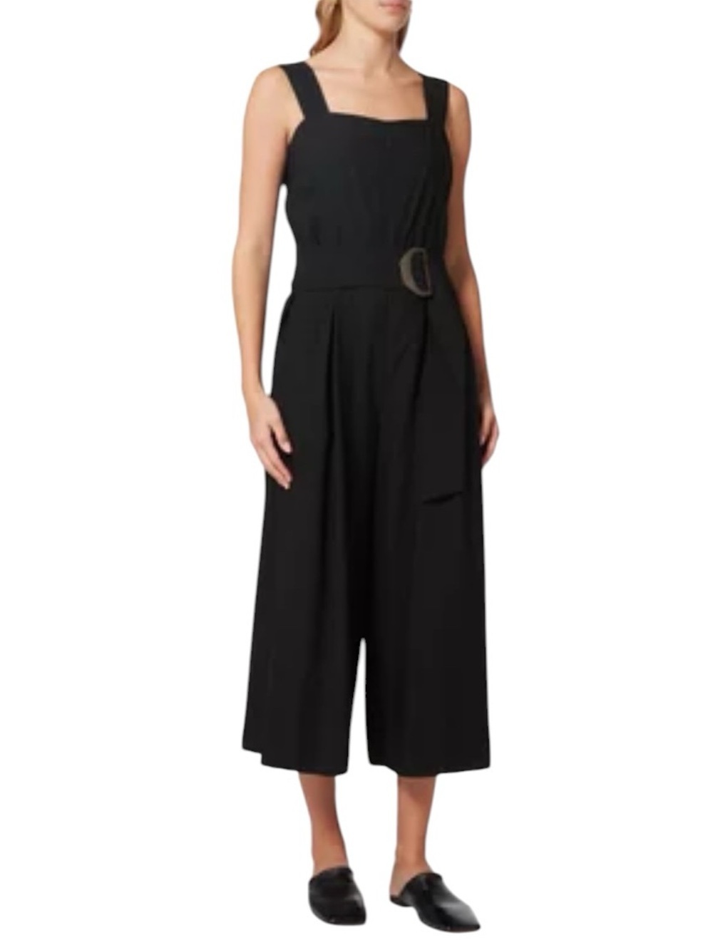 Vince - Belted Wide-Leg Black Jumpsuit Open Back Cutout Sz 2